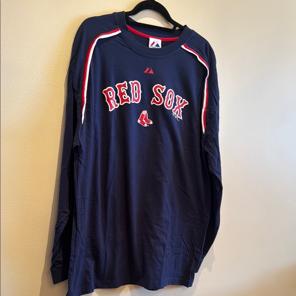 Red Sox Men's Navy Long-Sleeve Shirt - Majestic